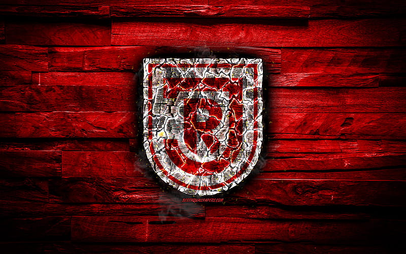 Jahn Regensburg FC, burning logo, Bundesliga 2, red wooden background, german football club, grunge, SSV Jahn Regensburg, football, soccer, Jahn Regensburg logo, fire texture, Germany, HD wallpaper