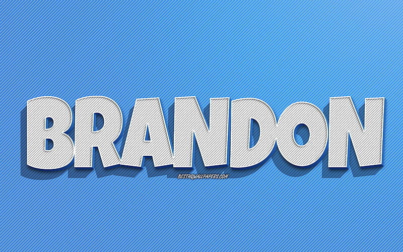Brandon, blue lines background, with names, Brandon name, male names, Brandon greeting card, line art, with Brandon name, HD wallpaper