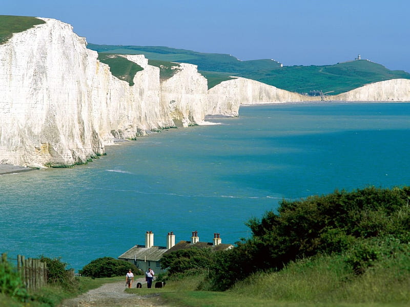 Seven Sisters East Sussex England, beach, bonito, HD wallpaper