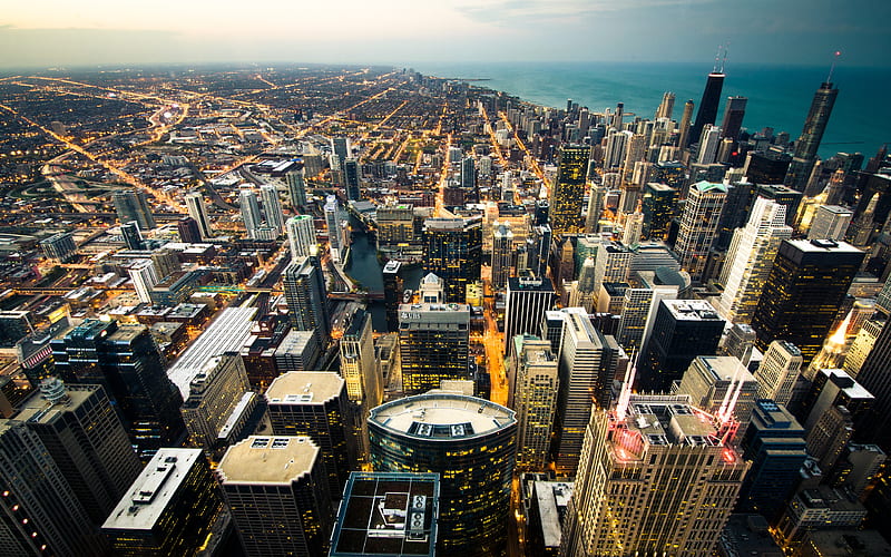 Chicago skyscrapers, cityscapes, Illinois USA, America, HD wallpaper
