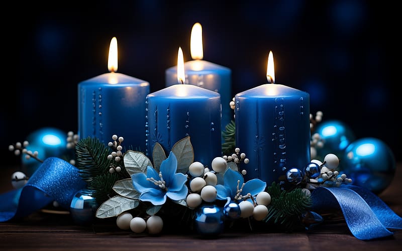 The Fourth Advent, blue, candles, fourth, Advent, AI art, HD wallpaper