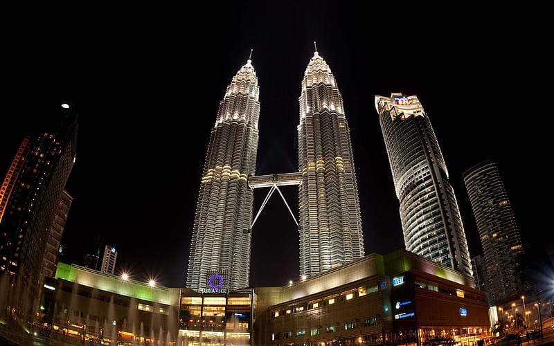 Petronas Towers Night View-graphy, HD wallpaper