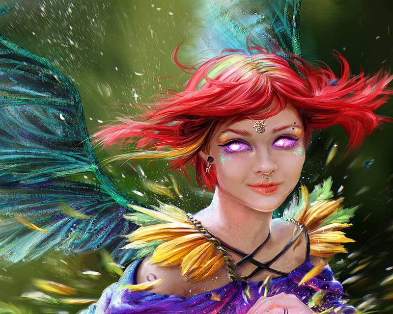 Angel, girl, redhead, luminos, face, frumusete, emmagucci art, superb, fantasy, gorgeous, HD wallpaper