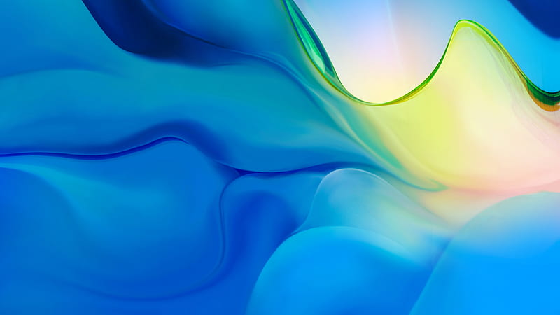 huawei p30 pro stock, blue waves, gradient, Abstract, HD wallpaper