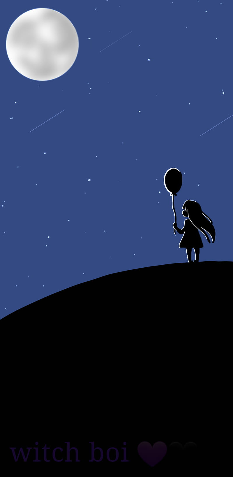 Starry night girl, aesthetic night, girl with balloon starry, HD phone ...