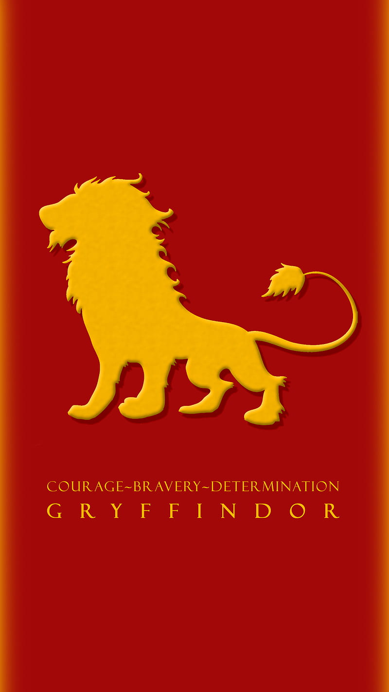 House Gryffindor, brave, gold, harry potter, hermione, hogwarts, lion, magic, red, ron, HD phone wallpaper