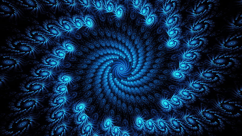 Blue Fractal Vortex Swirling Trippy, HD wallpaper
