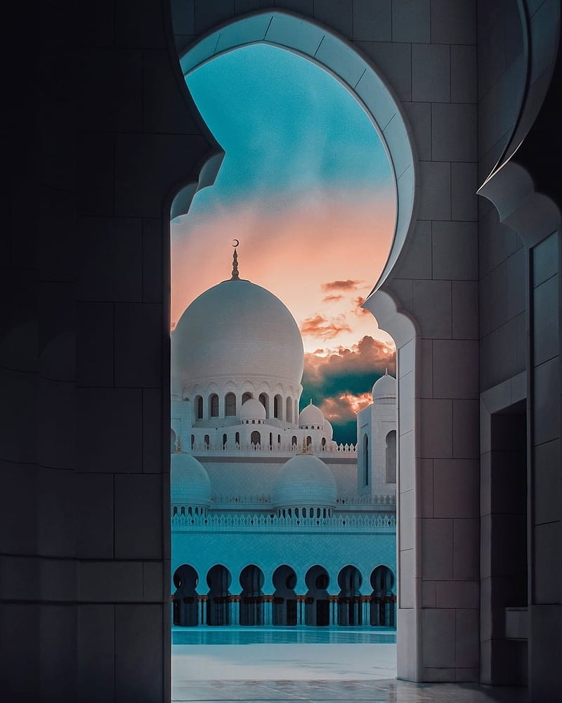 islamic mosque moon ramadhan blue vector wallpaper background 8172974  Vector Art at Vecteezy