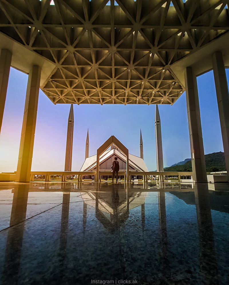 The Faisal Mosque , best, blue, colorful, islam, islamabad, landscape, mosque, graphy, HD phone wallpaper