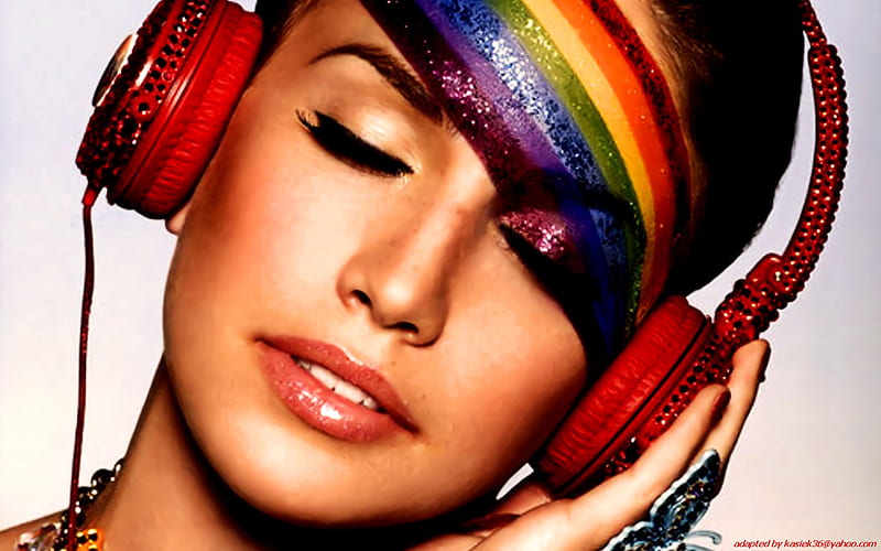 woman, colors, face, rainbow, HD wallpaper