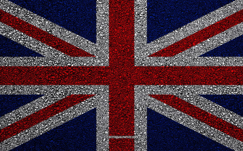 Flag of United Kingdom, asphalt texture, Flag of the Great Britain, flag on asphalt, United Kingdom flag, Europe, United Kingdom, flags of european countries, Great Britain flag, HD wallpaper