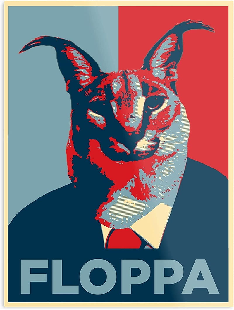 Big Floppa Wanted Poster Sticker Funny Caracal Cat Meme Floppa