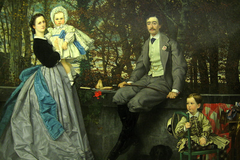 ames Tissot's Le marquis et la marquise de Miramon et leurs enfants, family, art, french, children, classical, HD wallpaper