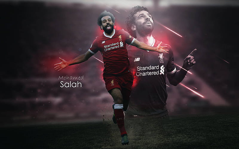 Mohamed Salah, fan art, creative, Liverpool FC, goal, Salah, Premier League, LFC, Egyptian footballers, Mo Salah, soccer, HD wallpaper