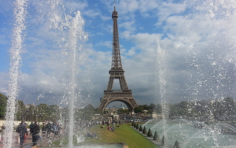 Eiffel Tower and Fountains, France, Eiffel tower, fountains, Paris, HD wallpaper