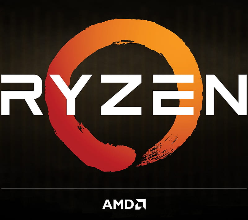 AMD Ryzen, black, brush, cpu, octacore, orange, red, white, x64, x86, HD wallpaper