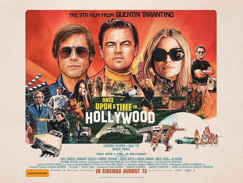 Movie, Once Upon A Time In Hollywood, Brad Pitt, Leonardo Dicaprio, Margot Robbie, HD wallpaper