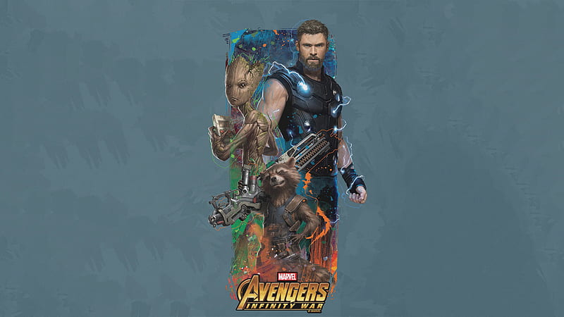 Thor Rocket Groot Avengers Infinity War Artwork, avengers-infinity-war, thor, rocket-raccoon, groot, artist, artwork, digital-art, marvel, HD wallpaper