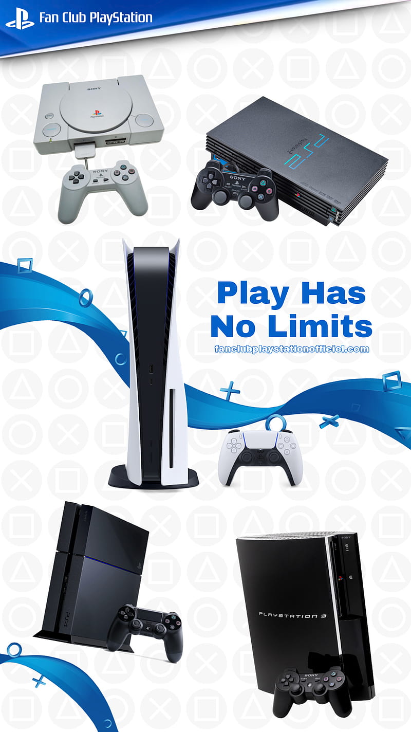 Fan Club PlayStation, gamer, gaming, play has no limits, playstation, ps1, ps2, ps3, ps4, ps5, HD phone wallpaper