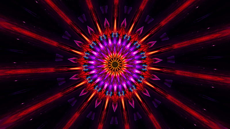 kaleidoscope artistic colorful red purple pink blue colors digital art abstract, HD wallpaper