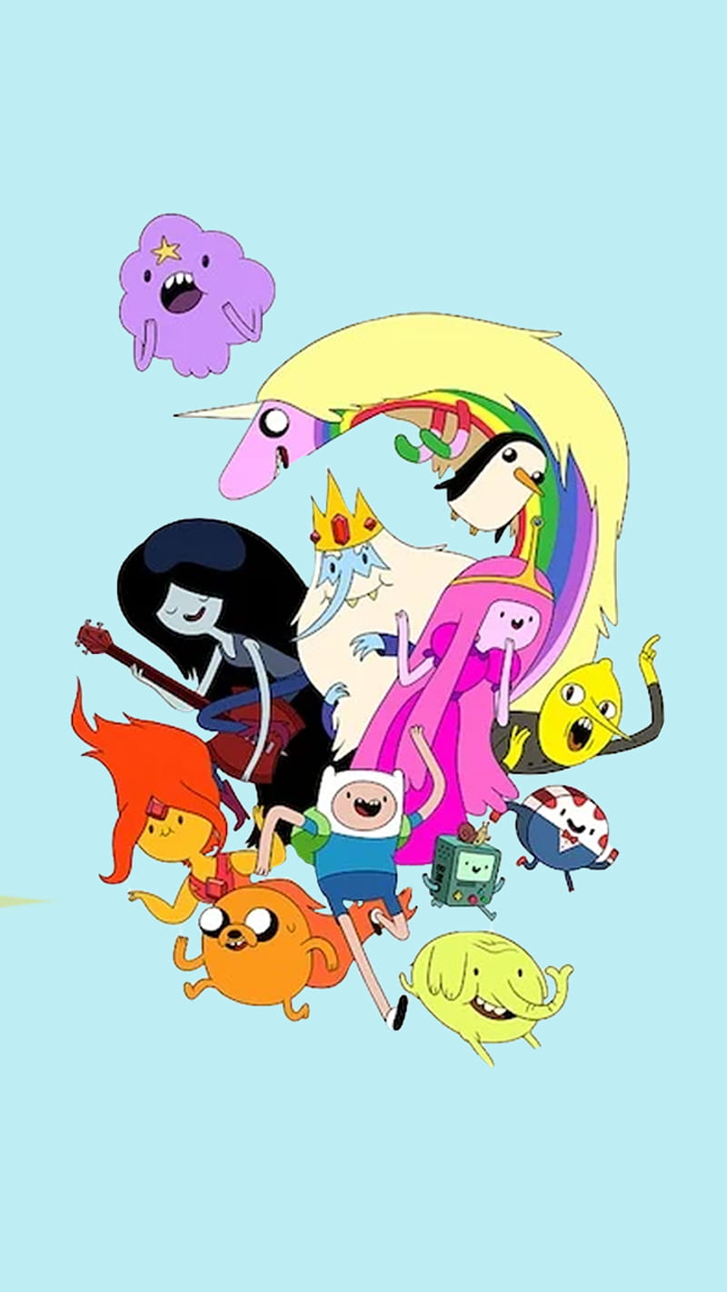 Adventure Time, aventura, cartoon, cartoons, colorful, finn, hora, jake, princess bubblesgum, HD phone wallpaper