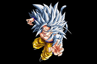 Super Saiyan 5 Goku, goku, dragonball af, dbz, dragonballz, tail, white  hair, HD wallpaper