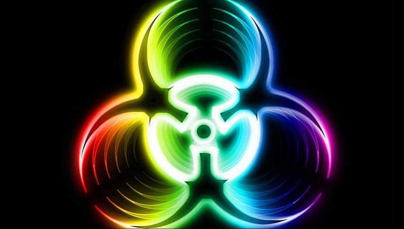 Bio-Hazard, symbols, pretty, rainbow, HD wallpaper