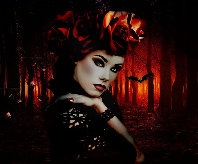 Halloween Dark Queen, vibrant, bright, the WOW factor, colorful, vivid ...