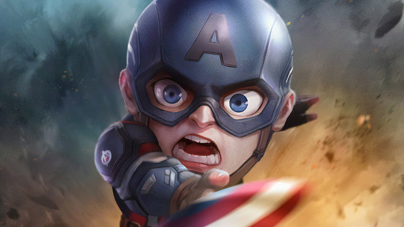 Captain America Chibi, captain-america, superheroes, artwork, art, HD wallpaper