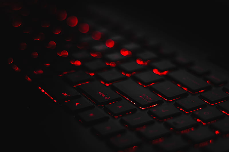 keyboard, backlight, red, glare, bokeh, HD wallpaper