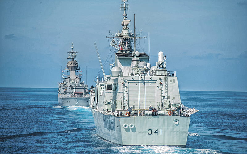 HMCS Ottawa, FFH 341, canadian frigate, Royal Canadian Navy, Halifax-class frigate, Canada, military modern ships, HD wallpaper