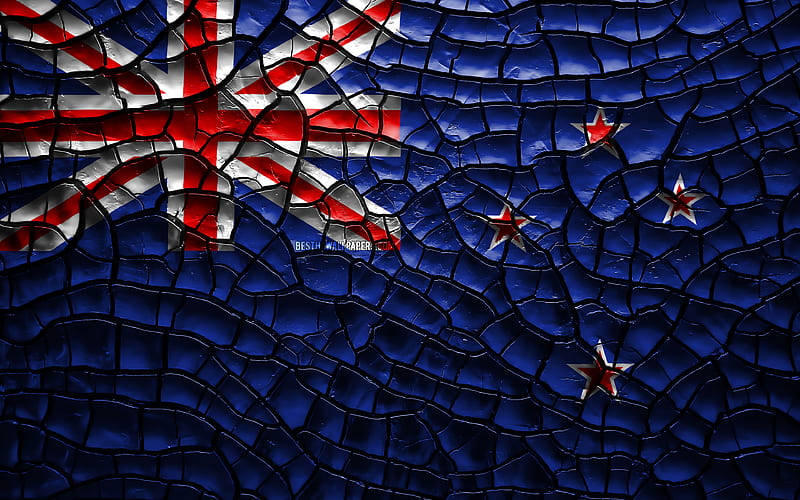 Flag of New Zealand cracked soil, Oceania, New Zealand flag, 3D art, New Zealand, Oceanian countries, national symbols, New Zealand 3D flag, HD wallpaper