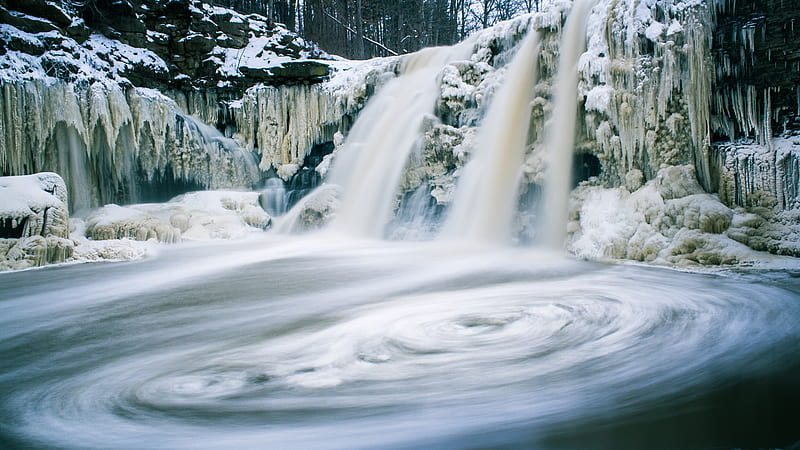 timelapse graphy of waterfalls with melted snow, HD wallpaper