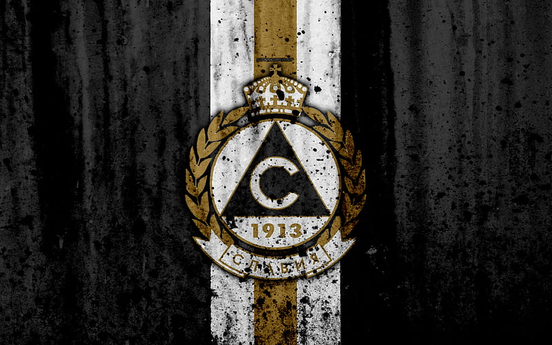 FC Slavia Sofia, grunge, Parva Liga, soccer, football club, Bulgaria, Slavia Sofia, logo, art, stone texture, Slavia Sofia FC, HD wallpaper