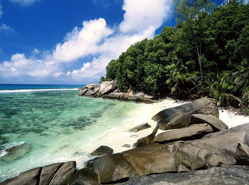 pirate cove moyenne island seychelles, beach, nature, calm, landscape, HD wallpaper