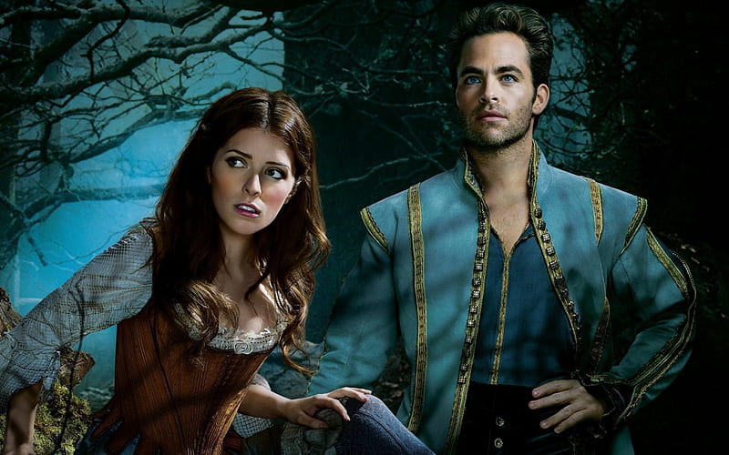 Into the Woods (2014), Cinderella, Into the Woods, movie, Anna Kendrick, Chris Pine, woman, fantasy, girl, Prince Charming, couple, blue, HD wallpaper