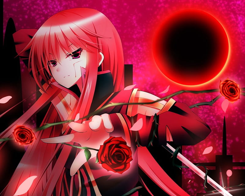 Bloody Rose Red Glow Rose Redhead Evil Floral Anime Darkness Hot Anime Girl Hd Wallpaper Peakpx