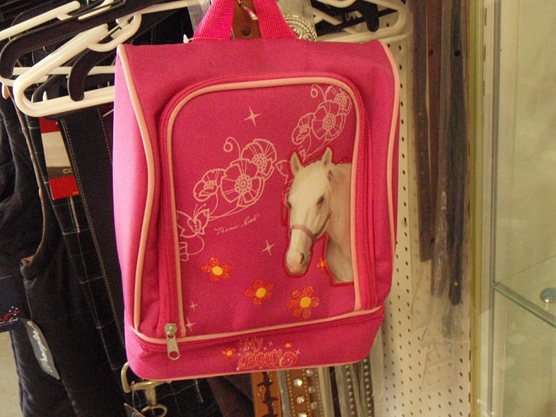 Horse back pack, bag, back pack, horse, pink, HD wallpaper