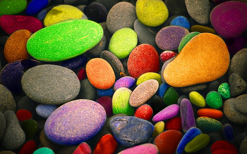 pebbles, color, nature, rainbow, abstract, HD wallpaper