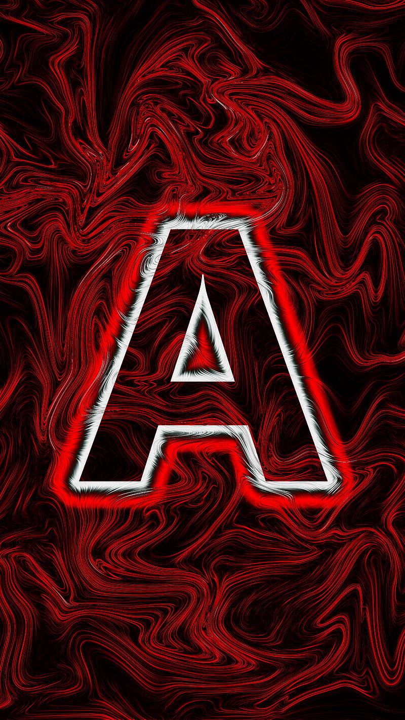 Letter A red lines, abstract, colors, flow, glow, letter A, HD phone wallpaper