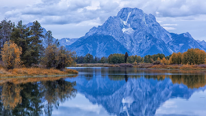 HD wallpaper clouds and trees reflected n water forest mountains nature reflection trees clouds lake