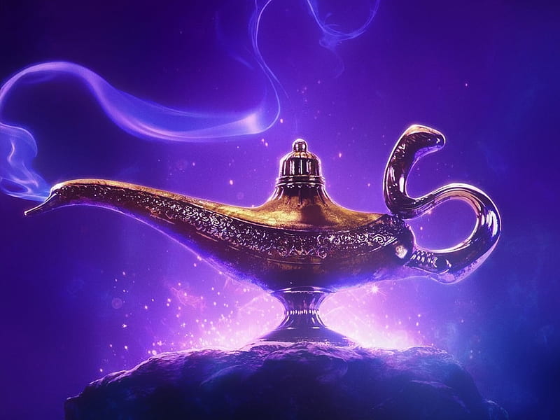 The Cave Of The Magic Lamp Aladdin Magic Lamp On Purple Background Lamp Of  Wishes Concept Stock Photo  Download Image Now  iStock