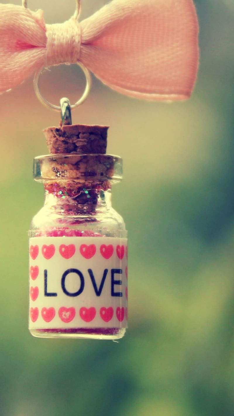 Love , Cork Glass Bottle, cork, glass bottle, heart, keychain, HD phone wallpaper