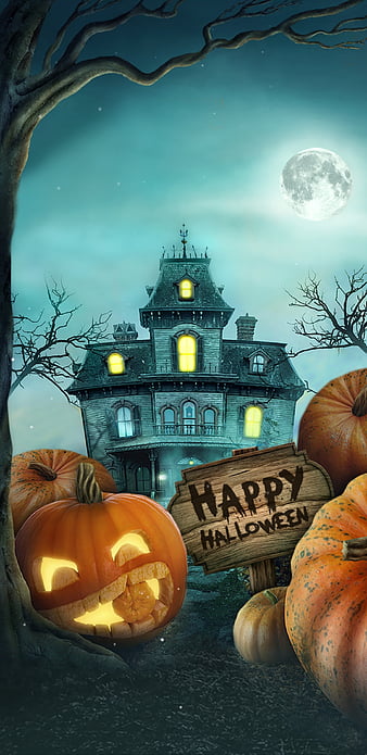 HappyHalloween, halloween, haunted, pumpkins, halloween pumpkins, halloween,  HD phone wallpaper | Peakpx
