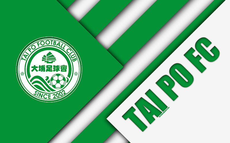Tai Po FC logo, Hong Kong football club, material design, green white abstraction, emblem, football, Hong Kong Premier League, HD wallpaper