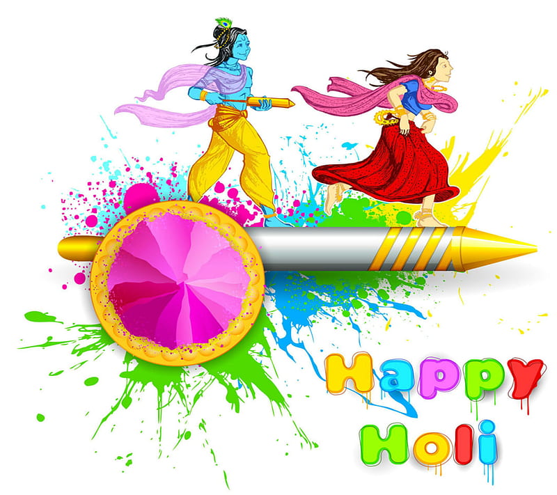Happy Holi, 2014, colorful, cool, festival holi, indian, new, nice, view, HD wallpaper