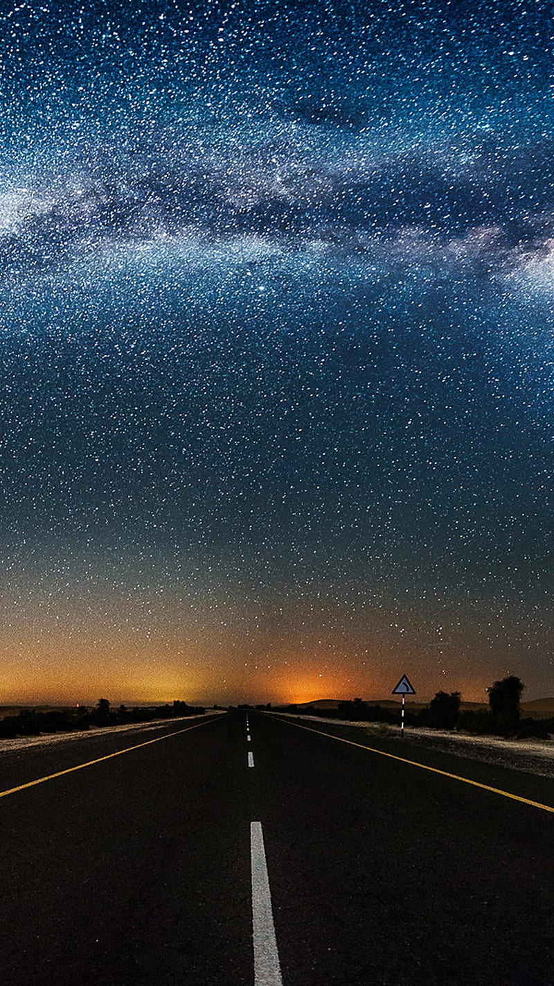 Road to Space, black, blue, peaceful, road, space, white, yellow beautiful, HD phone wallpaper