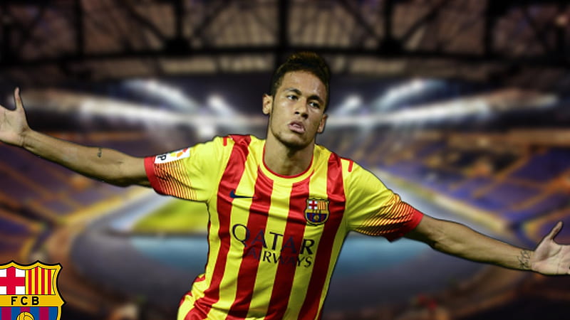 Neymar Is Wearing Red Yellow Sports Dress In Stadium Background Neymar, HD wallpaper