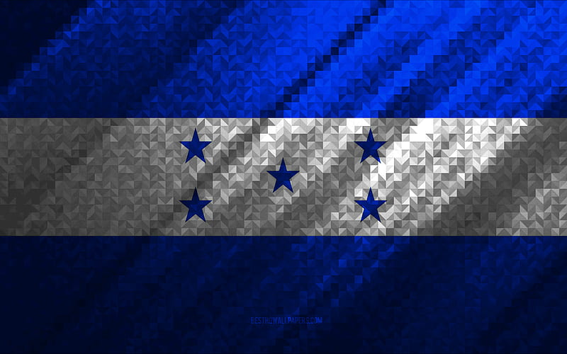 Flag of Honduras, multicolored abstraction, Honduras mosaic flag, Honduras, mosaic art, Honduras flag, HD wallpaper