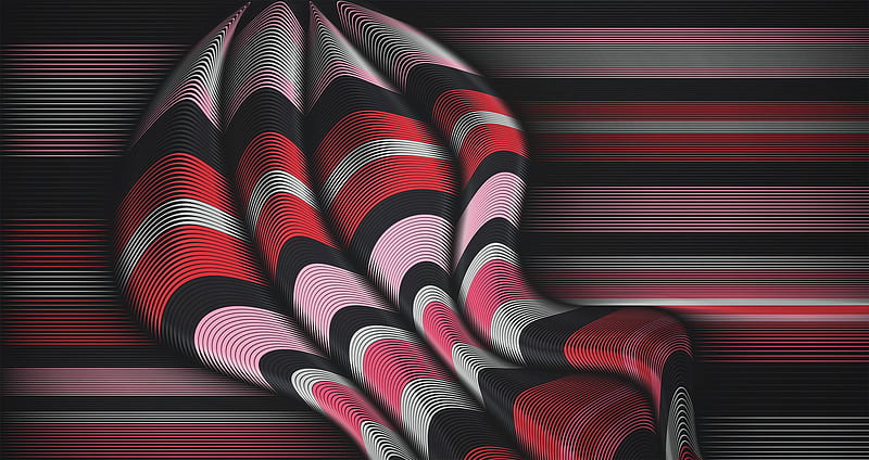 Abstract, 3D, desenho, Lines, Pink, Red, Shapes, HD wallpaper